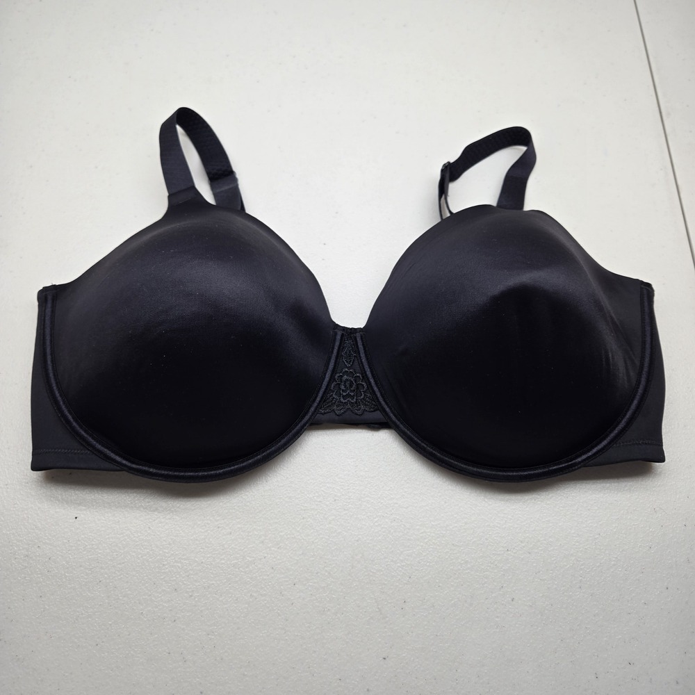 Vanity Fair Women Bra 42DDD Black T Shirt Underwired Lace Strap